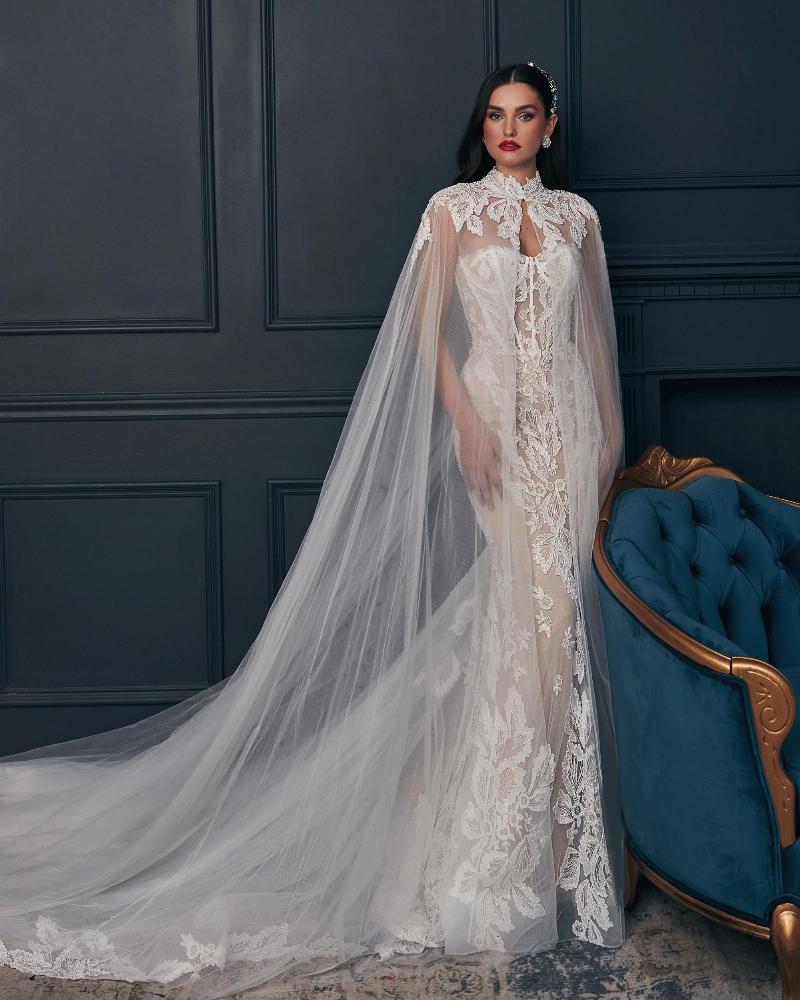 121235 vintage beaded wedding dress with cape and strapless sweetheart neckline5
